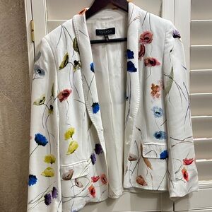 Escada White Floral Blazer